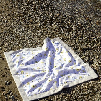 Nima Bebe Πετσέτα Θαλάσσης 75x75 - Beach Dino Γκρι, Μπλε, Κίτρινο