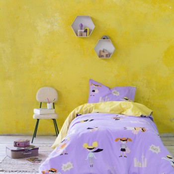 Nima Kids Κουβερλί Μονό - Super Girls Λιλά, Κίτρινο   160x240