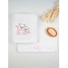 Σετ πετσέτες κεντητές Panda 02 White/Pink