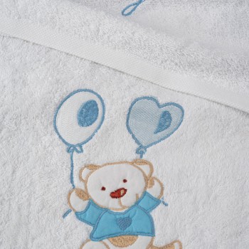 Σετ πετσέτες κεντητές Balloon 05 White/Blue