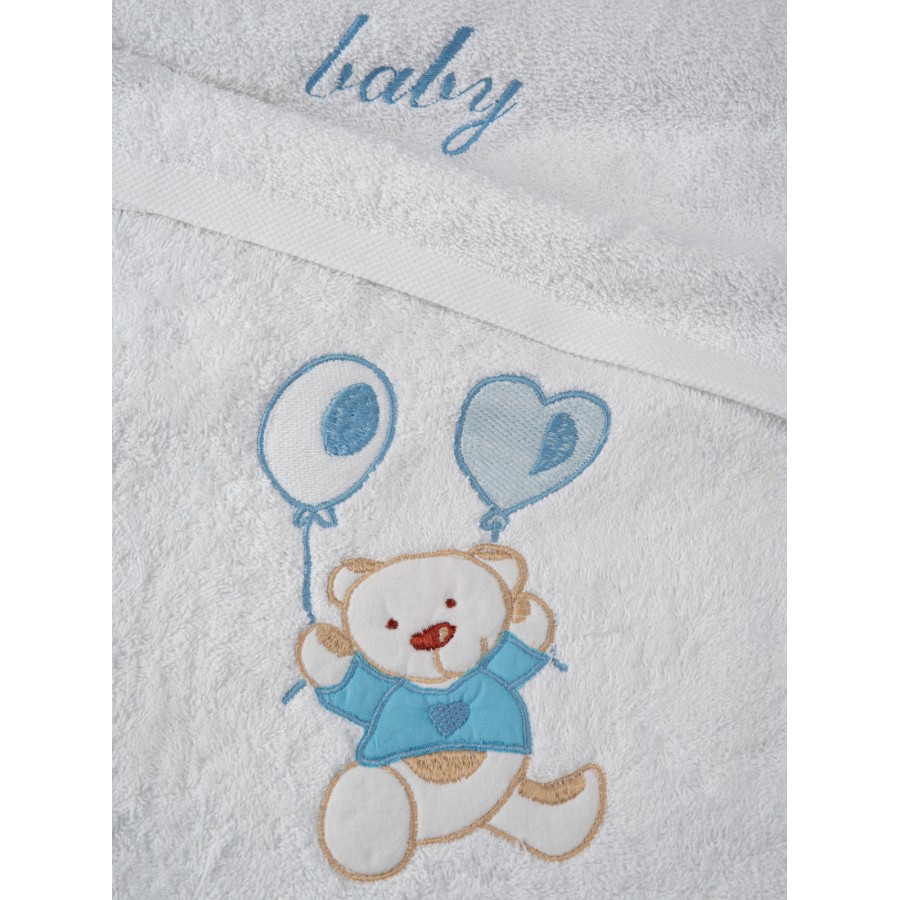 Σετ πετσέτες κεντητές Balloon 05 White/Blue