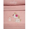 Σετ πετσέτες κεντητές Dog 07 Pink/Pink