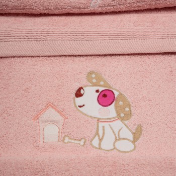 Σετ πετσέτες κεντητές Dog 07 Pink/Pink