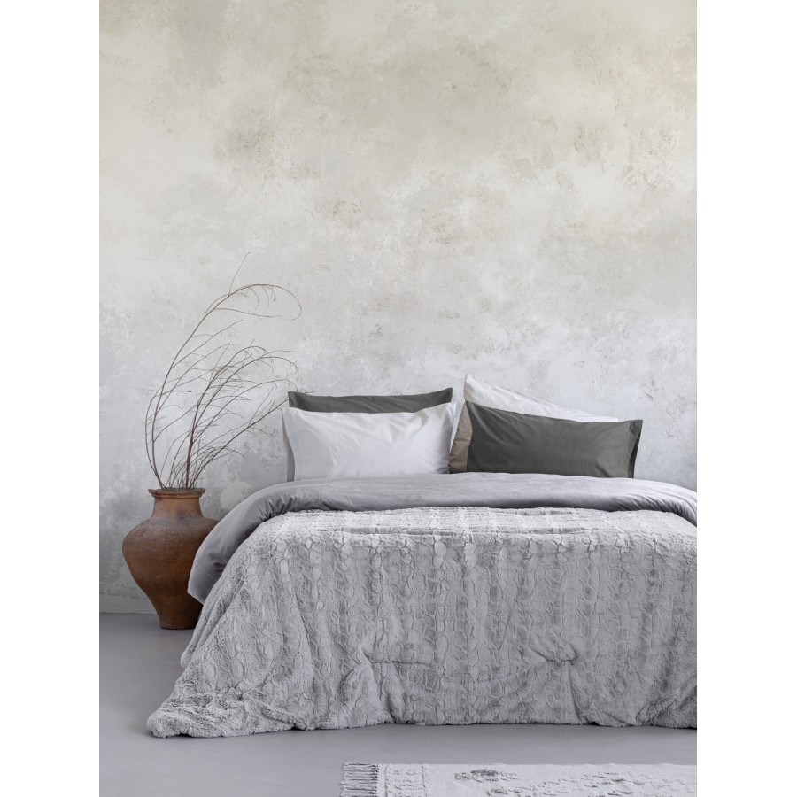 Nima Home Κουβέρτα/Πάπλωμα Υπέρδιπλο 220x240 - Velure Light Gray Γκρι   220x240