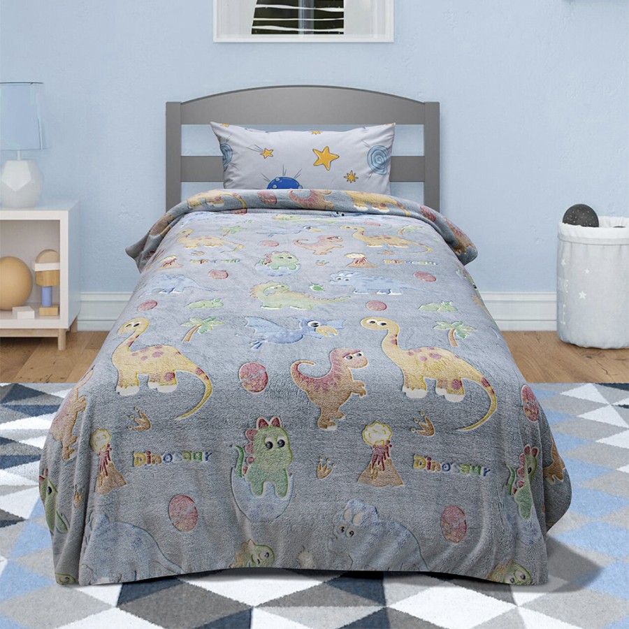 LINO ΚΟΥΒΕΡΤΑ FLEECE ΦΩΣΦΟΡΙΖΕ VOLCANO GREY-CIEL 160X220