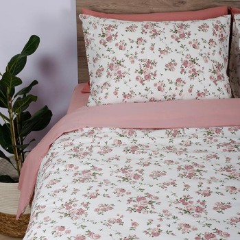 Σετ Σεντόνια Cotton Feelings 929 Pink Υπέρδιπλο με λάστιχο (170x205+30)