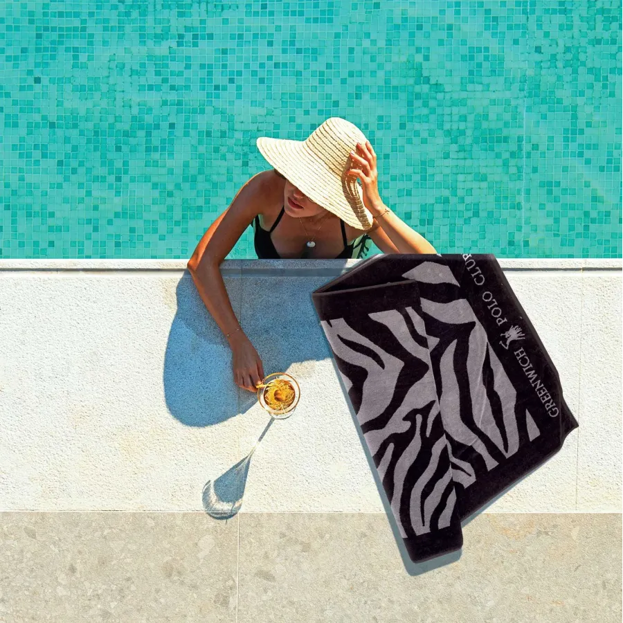 GREENWICH POLO CLUB ΠΕΤΣΕΤΑ ΘΑΛΑΣΣΗΣ 90Χ170 3604 ΓΚΡΙ, ΜΑΥΡΟ