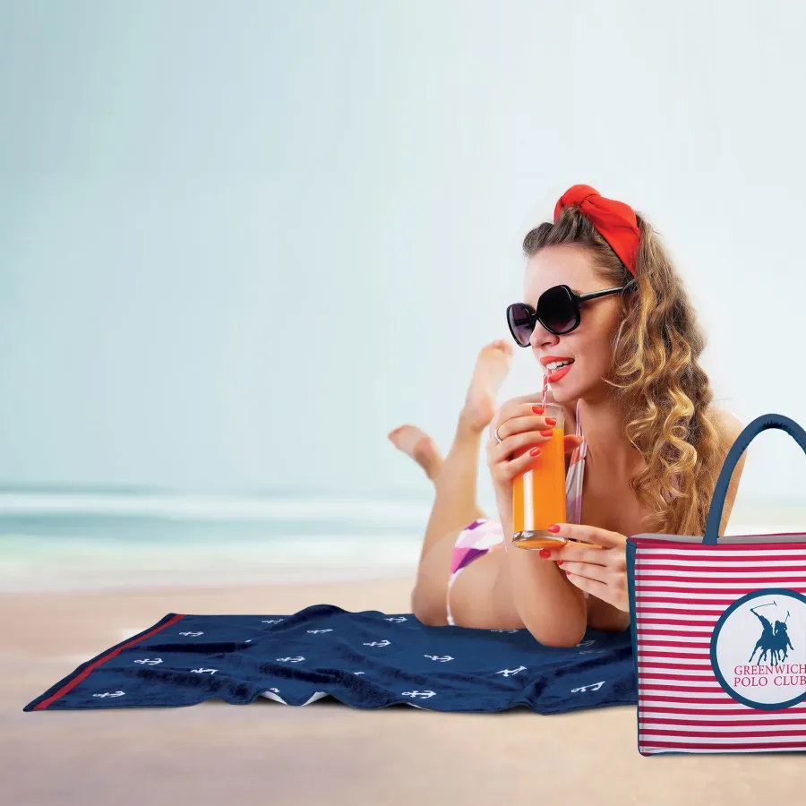 GREENWICH POLO CLUB ΠΕΤΣΕΤΑ ΘΑΛΑΣΣΗΣ 90Χ180 4010 BLUE, WHITE