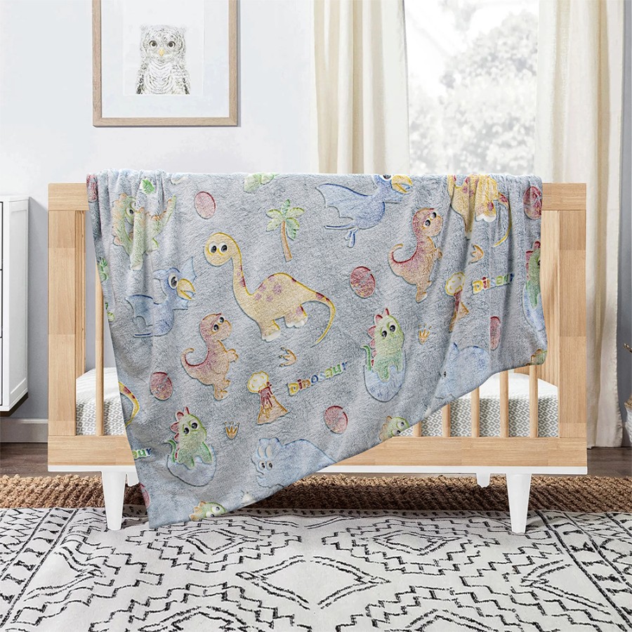 LINO ΚΟΥΒΕΡΤΑ FLEECE ΦΩΣΦΟΡΙΖΕ VOLCANO GREY-CIEL 110X150