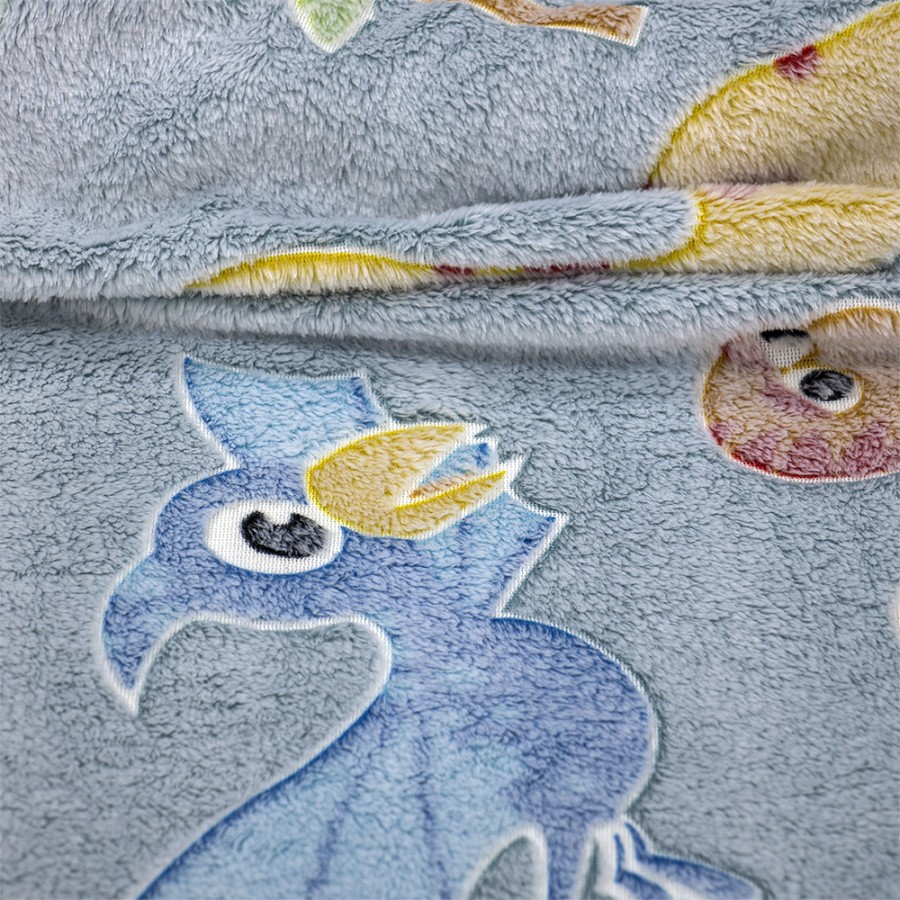 LINO ΚΟΥΒΕΡΤΑ FLEECE ΦΩΣΦΟΡΙΖΕ VOLCANO GREY-CIEL 110X150