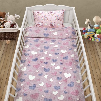 LINO ΚΟΥΒΕΡΤΑ FLEECE ΦΩΣΦΟΡΙΖΕ HERZ PINK 110X150