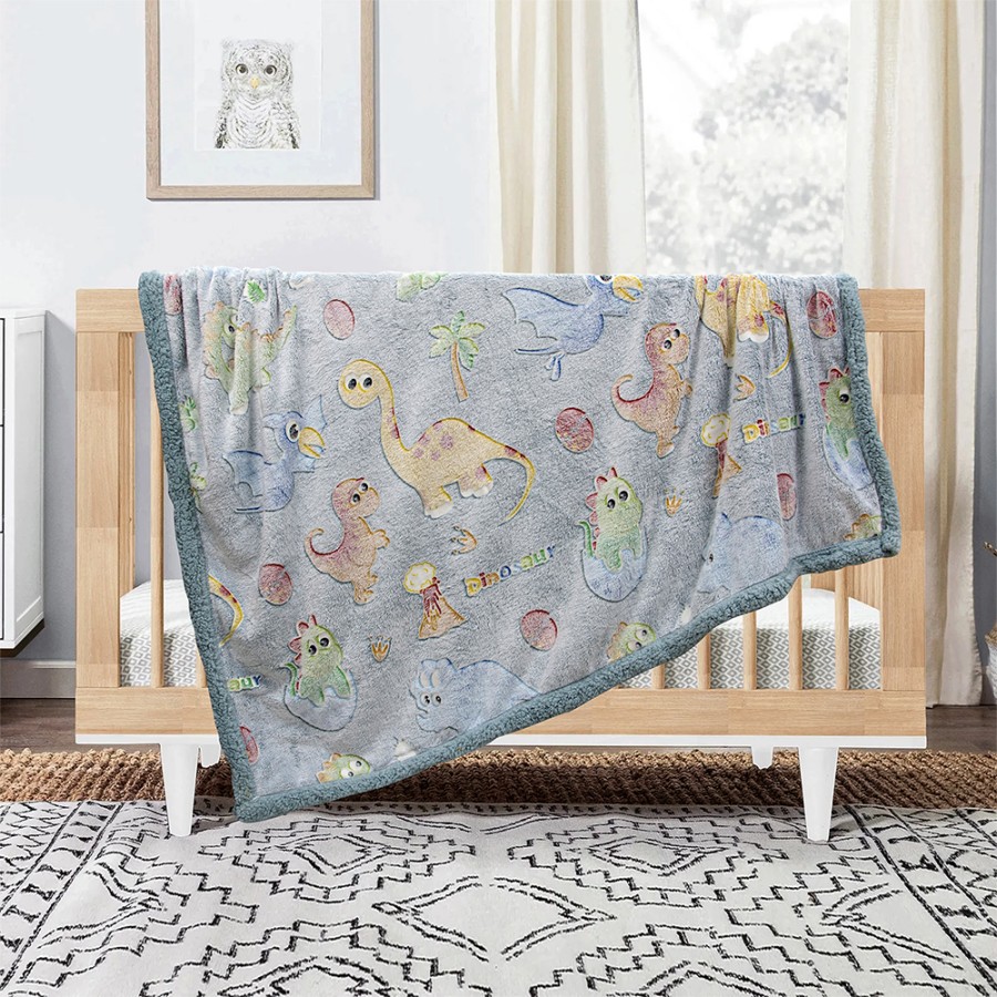 LINO ΚΟΥΒΕΡΤΑ FLEECE SHERPA ΦΩΣΦΟΡΙΖΕ VOLCANO GREY-CIEL 110X150