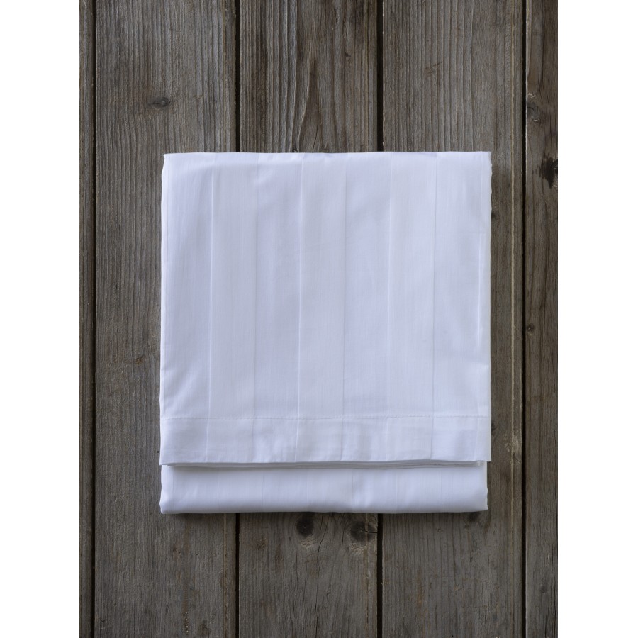 Nima Hotelling Σεντόνι 180x280 - 300 Κλωστές Σατέν ρίγα 4,5cm - 100% Βαμβάκι Πενιέ Λευκό   180x280