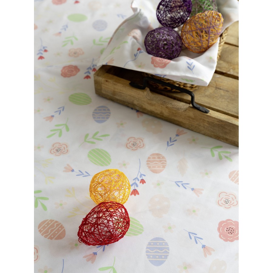 Nima Home Τραπεζομάντηλο 150x190 - Easter Fest Λευκό, Ροζ