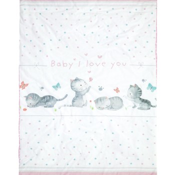 Nima Bebe Κουβερλί Κούνιας - Baby Love Λευκό, Ροζ   100x140