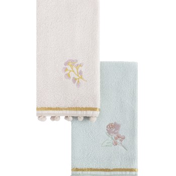 Nima Home Σετ Πετσέτες (2 x 30x50) - Floral Ροζ, Γαλάζιο