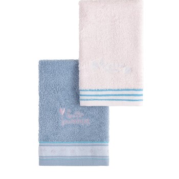 Nima Home Σετ Πετσέτες (2 x 30x50) - Sunny Summer Μπλε, Ροζ