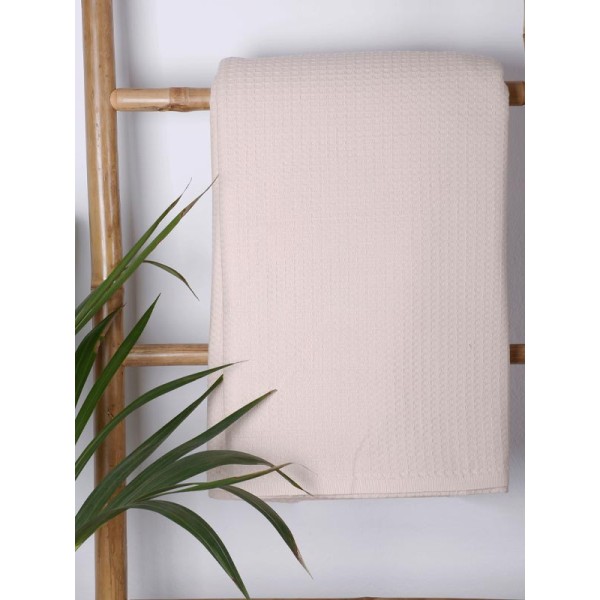Κουβέρτα πικέ cotton Beige Μονή (165x265)