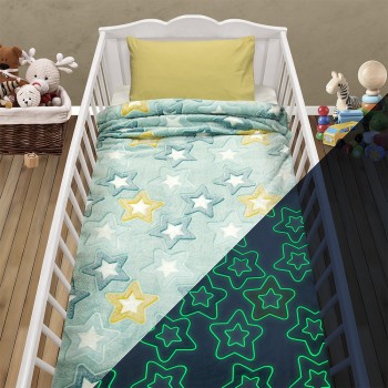 LINO ΚΟΥΒΕΡΤΑ FLEECE ΦΩΣΦΟΡΙΖΕ STER MINT 110X150