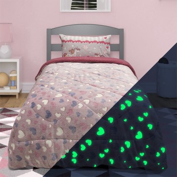 LINO ΚΟΥΒΕΡΤΟΠΑΠΛΩΜΑ ΦΩΣΦΟΡΙΖΕ HERZ PINK 160X220