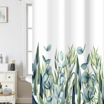 Nima Home Κουρτίνα Μπάνιου 180x200 - Breezy Πράσινο, Λευκό