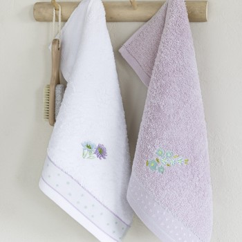 Nima Home Σετ Πετσέτες (2 x 30x50) - Lavender Λευκό, Λιλά