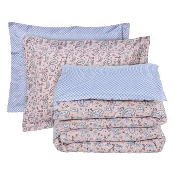 DAS HOME ΣΕΤ ΣΕΝΤΟΝΙΑ ΥΠΕΡΔΙΠΛΑ ΜΕ ΛΑΣΤΙΧΟ CASUAL 5427 SALMON, WHITE