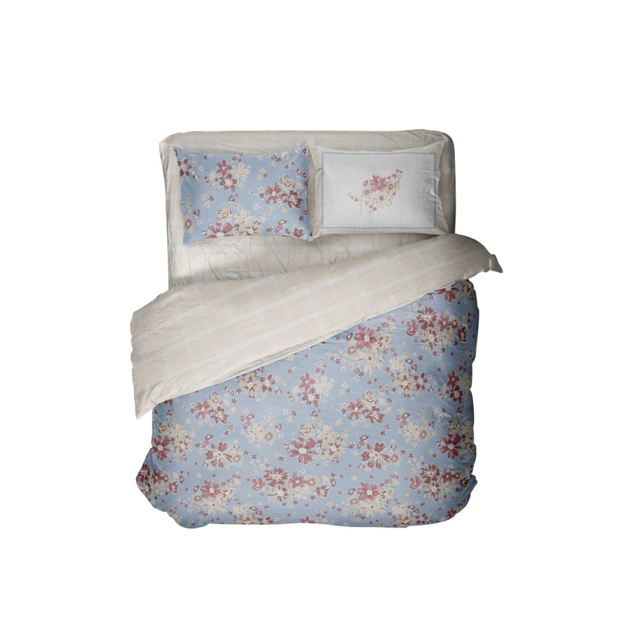 Nima Home Σετ Σεντόνια Μονά - Blume Γαλάζιο, Σομόν   (2 x 170x260   52x72)