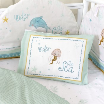 Nima Bebe Σετ Σεντόνια Κούνιας - Sea Love Τυρκουάζ   (2 x 120x170   30x40)