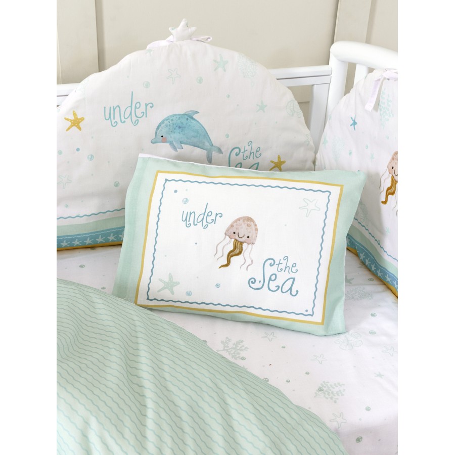 Nima Bebe Σετ Σεντόνια Κούνιας - Sea Love Τυρκουάζ   (2 x 120x170   30x40)