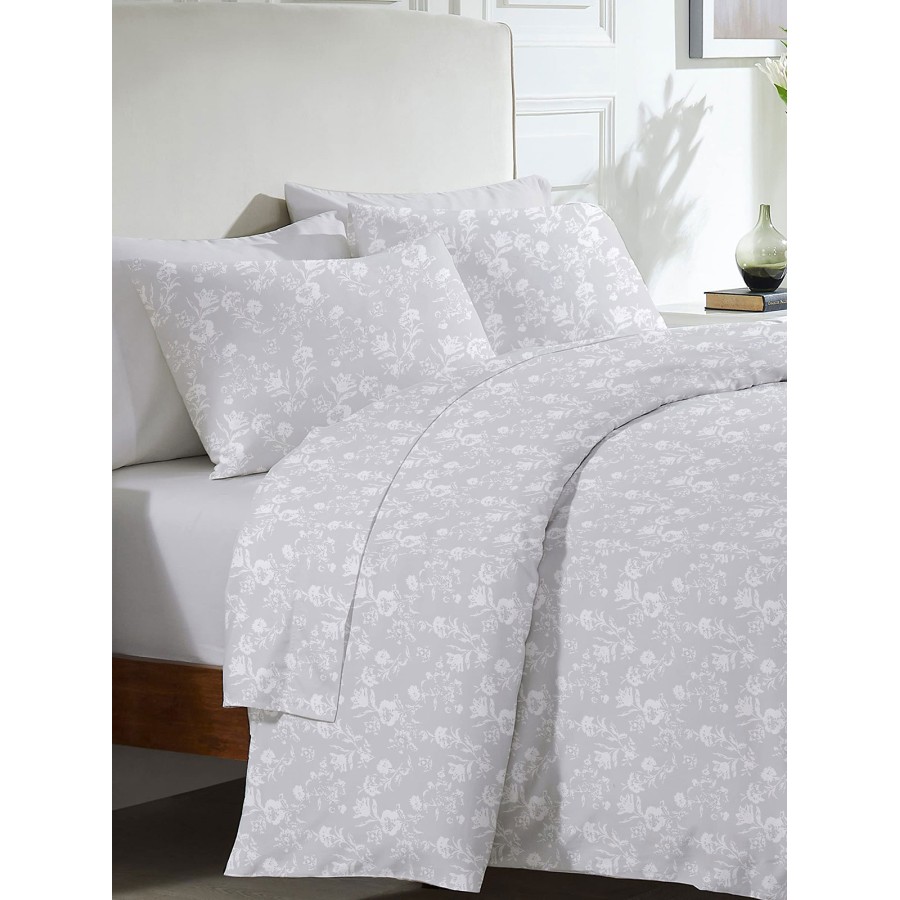 Σετ Σεντόνια Menta Εμπριμέ 340 Grey Διπλό (200x250)