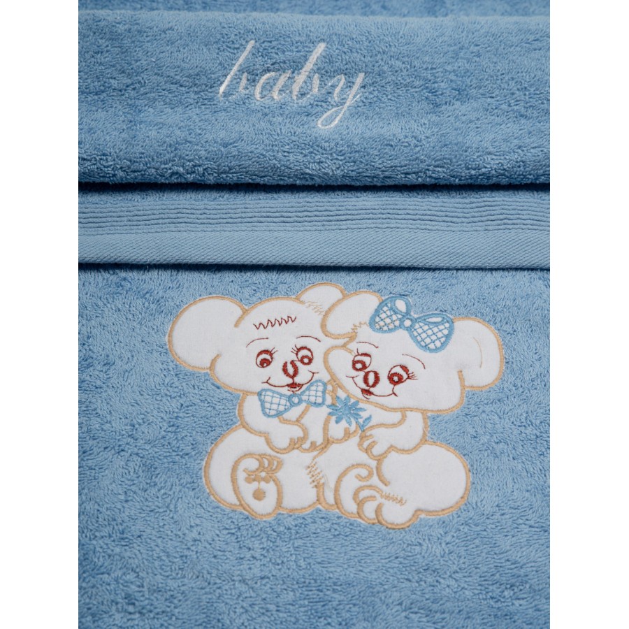 Σετ πετσέτες κεντητές Couple 06 Blue/Blue