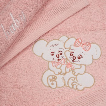 Σετ πετσέτες κεντητές Couple 06 Pink/Pink