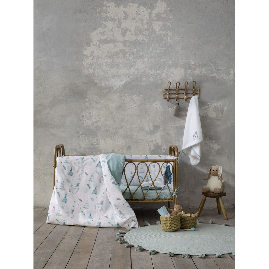 Nima Bebe Κουβερλί Κούνιας - Little Indian Μπλε, Γκρι   100x140