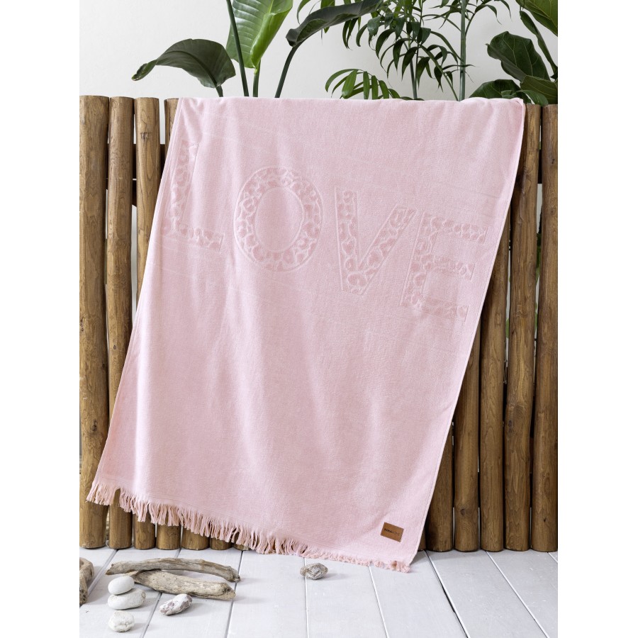 Nima Home Πετσέτα Θαλάσσης 90x160 - Salty Love Jacquard Ροζ