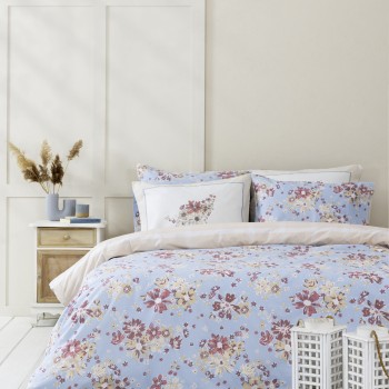 Nima Home Σετ Σεντόνια Μονά - Blume Γαλάζιο, Σομόν   (2 x 170x260   52x72)