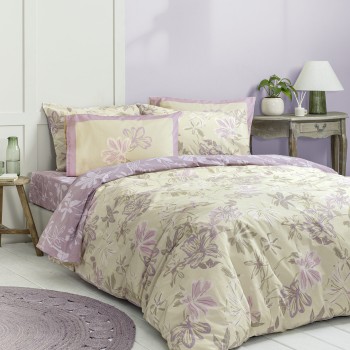 Nima Home Σετ Σεντόνια Μονά - Tiare Μπεζ, Λιλά   (2 x 170x260   52x72)