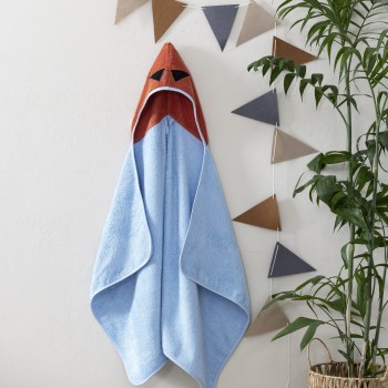 Nima Kids Παιδική κάπα 70x120 με κουκουλα - Superhero Μπλε, Πορτοκαλί