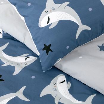 Nima Kids Σετ Σεντόνια Μονά - Shark Area Μπλέ, Γκρι   (2 x 170x255   52x72)