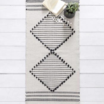 Nima Home Χαλάκι 60x130 - Nomada Εκρού, Μαύρο