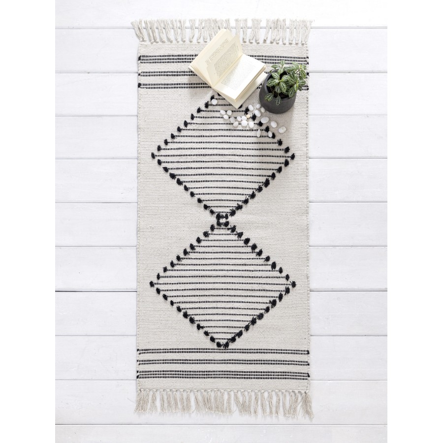 Nima Home Χαλάκι 60x130 - Nomada Εκρού, Μαύρο