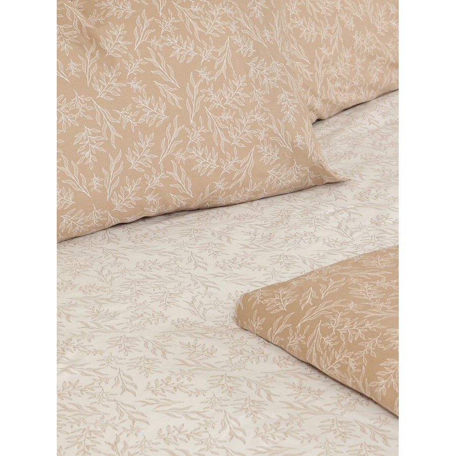 Σετ Σεντόνια Cotton Feelings 2052 Beige Διπλό με λάστιχο (150x205+30)