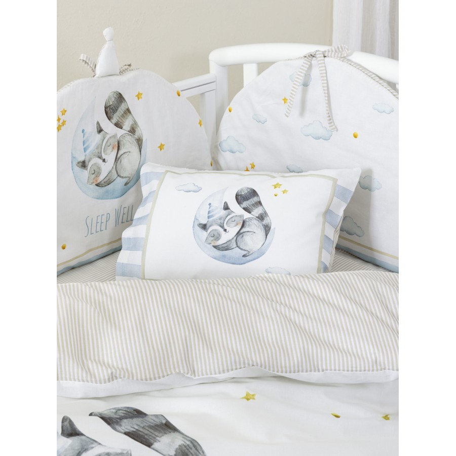 Nima Bebe Πάντα - Sleepy Racoon Λευκό, Γαλάζιο