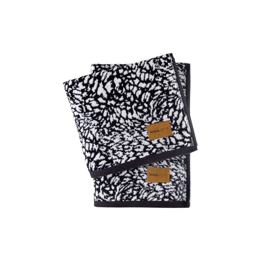 Nima Home Σετ Πετσέτες (50x90 + 70x140) - Dakara Μαύρο, Άσπρο