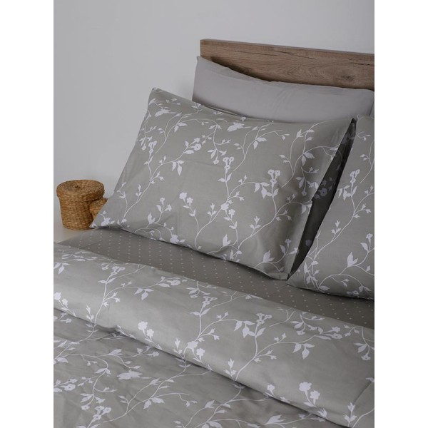Σετ Σεντόνια Cotton Feelings 924 Grey Υπέρδιπλο (235x270)