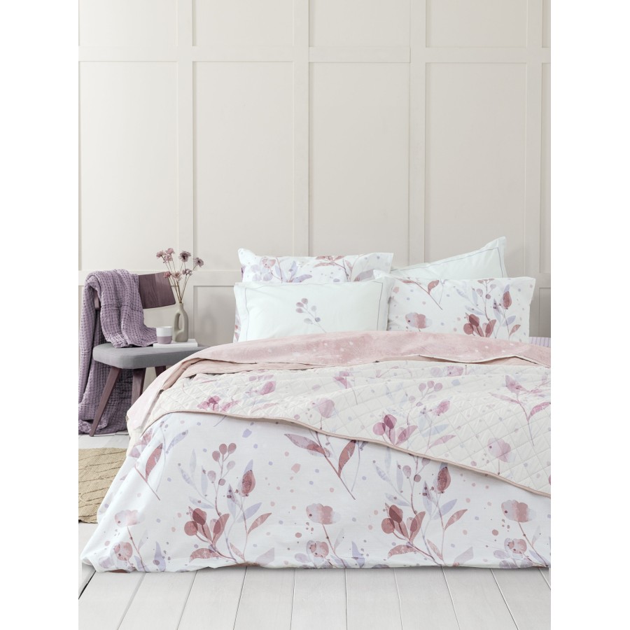 Nima Home Κουβερλί 220x240 - Caprice Λευκό, Ροζ   220x240