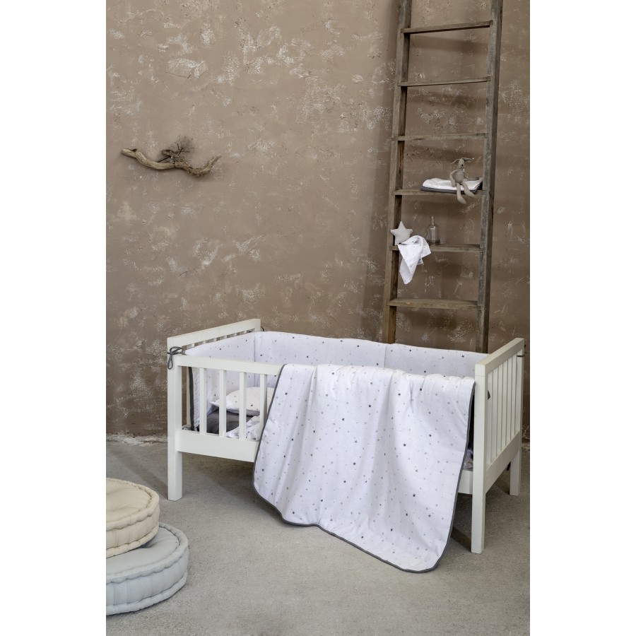 Nima Bebe Σετ Σεντόνια Κούνιας Nene - Gray Γκρι, Λευκό   (2 x 120x170   30x40)