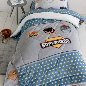 Nima Kids Κουβέρτα/Πάπλωμα Μονό 160x220 - Superheroes Γκρι   160x220