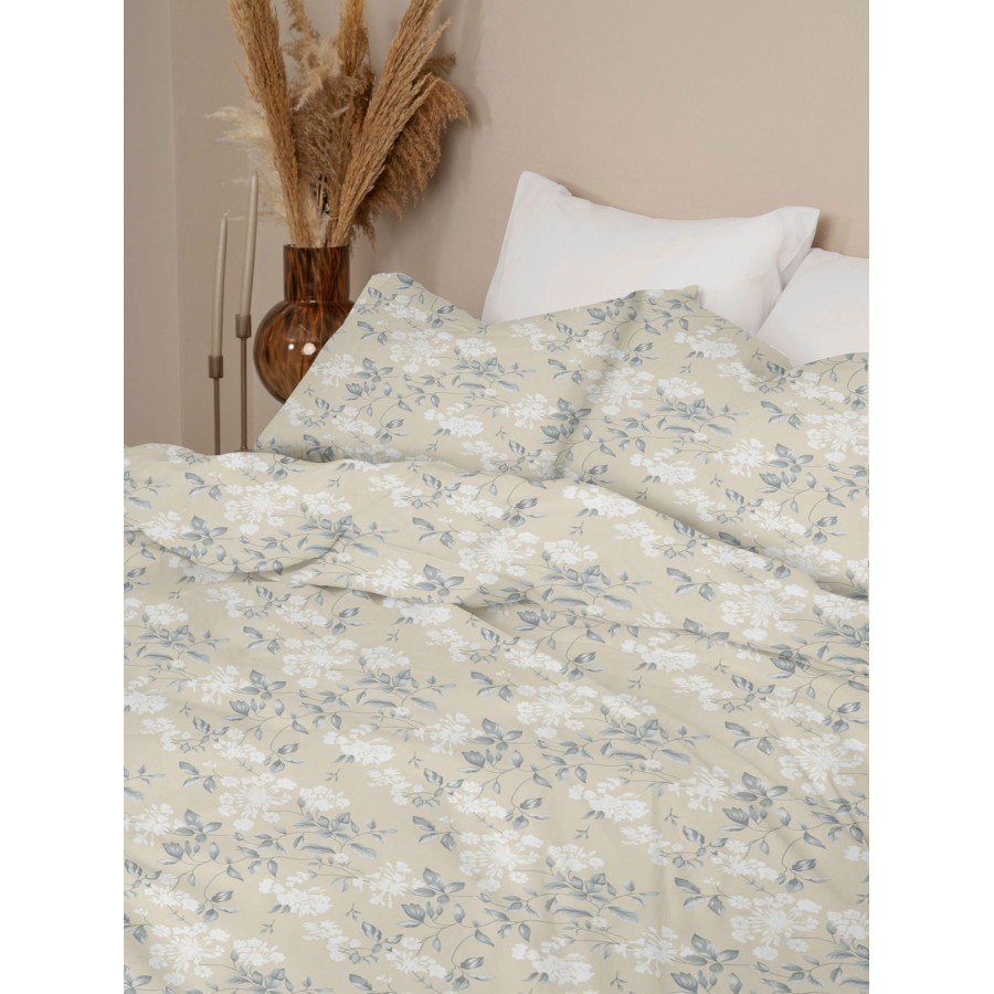 Σετ Σεντόνια Menta Εμπριμέ 360 Beige Μονο (160x250)