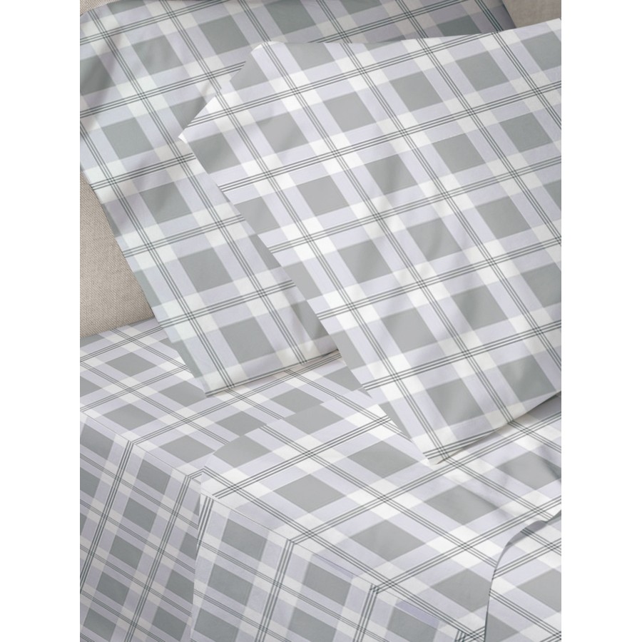 Σετ Σεντόνια Menta Εμπριμέ 380 Check Διπλό (200x250)